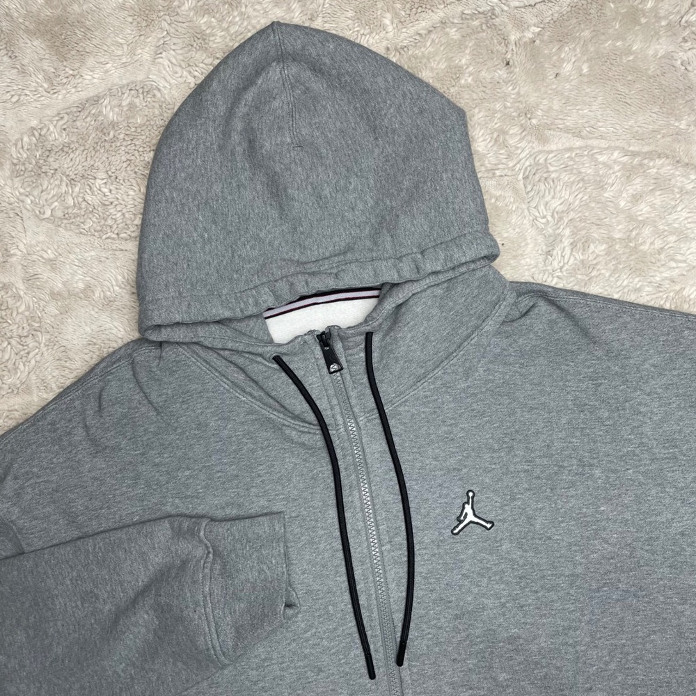 Jordan Mens XXL Full Zip Hoodie Gray Jumpman Logo Fleece Sweatshirt Signature